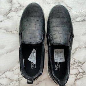 TOPSHOP Black/White Slip On Sneakers Size 39 New
